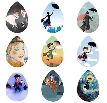 

wholesale 5pcs18*25mm Trendy Mary Poppins with Umbrella Handmade Photo Glass Drop Style Cabochons Jewelry Accessories
