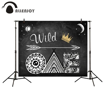

Allenjoy camera photographic background Blackboard chalk crown moon child birthday backdrop photocall professional customize