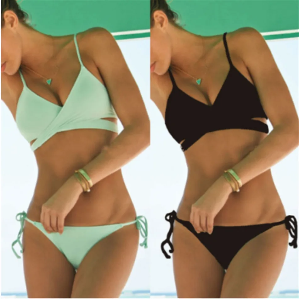 

Bikinis Women Lacing Swimsuit Bikini 2019 Sexy Push Up Swimwear Low Waist Bathing Suit Halter Bikinis Suit Swim Summer Female