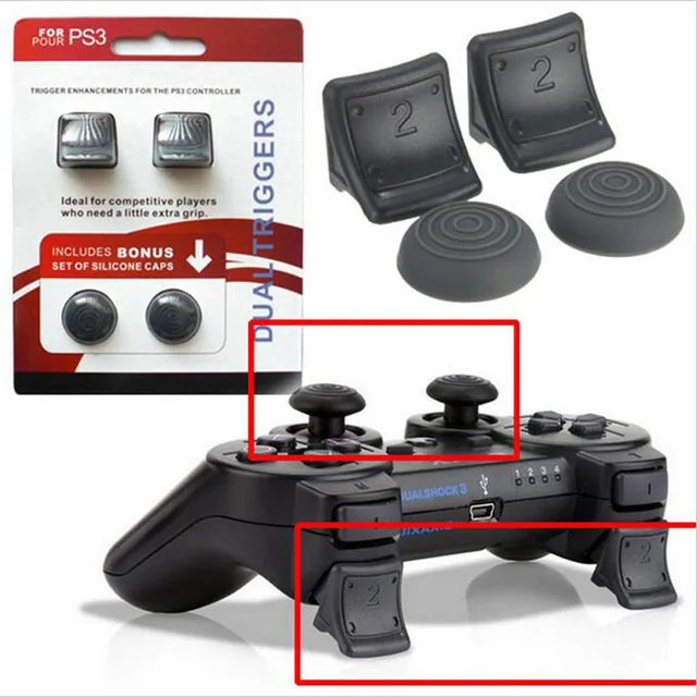 Special Offers ThumbStick Caps Joystick Grips & Dual Triggers Enhancements replacement For Sony PlayStation Dualshock 3 PS3 Controller Gamepad