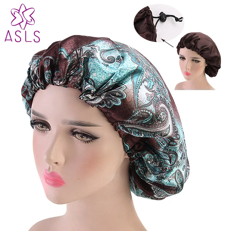 G Новые женские двухслойные шелковистые DU-RAG шапочка для душа волнистые шапки тряпки цветочный чепчик салонная шляпа тюрбаны аксессуары для волос - Цвет: G