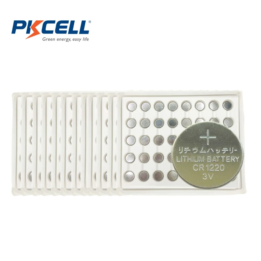 200Pcs PKCELL CR1220 3V Lithium Button Coin Cell Batteries DL1220
