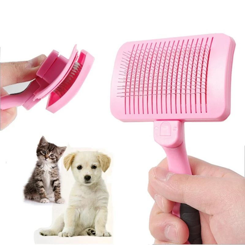 New Dogs Grooming Comb Pet Self Cleaning Steel Wire Comb for Removing