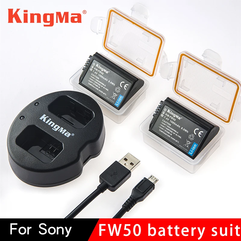 Kingma NP FW50 NPFW50 Батарея Akku емкостью + двойной Зарядное устройство для sony Alpha a6500 a6300 a7 7R