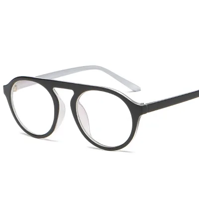 В стиле ретро; в стиле «панк» с круглым, очки с оправой для женщин и мужчин, поддельные оправы для очков Прозрачные Линзы для очков с защитой от радиации UV400 изумленный взгляд - Цвет оправы: White