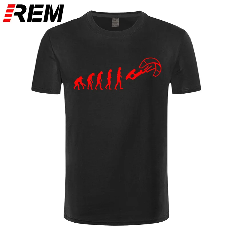 REM Funny Kitesurf Shirt-Kite Surfinger Evolution Kite Boarding, хлопок, футболка классная с принтом, облегающая футболка с буквенным принтом - Цвет: black red