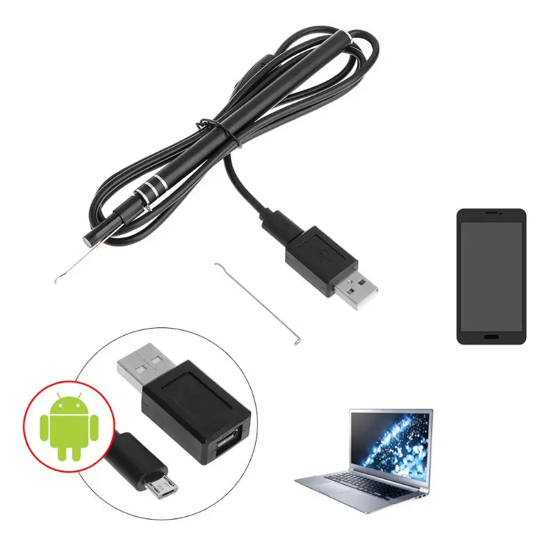 

1 Set Waterproof Android PC USB 5.5MM 6 LED Borescope Inspection Camera 1m Soft Cable