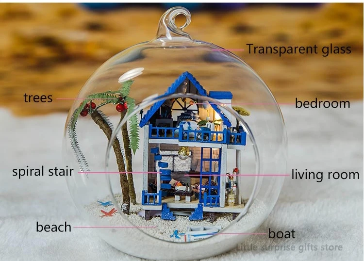Самодельный стеклянный шар 3D миниатюрная Сборная модель Романтический Agan строительные комплекты кукольных домиков с забавами для детей или взрослых креативный подарок