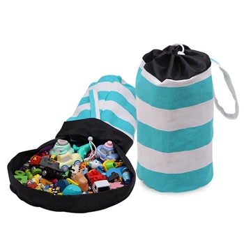 

Portable L Toys Organizer Play Mat Kids Toy Storage Bag with Drawstring and Handle for Pen Eraser Stationery Small Toy Storage