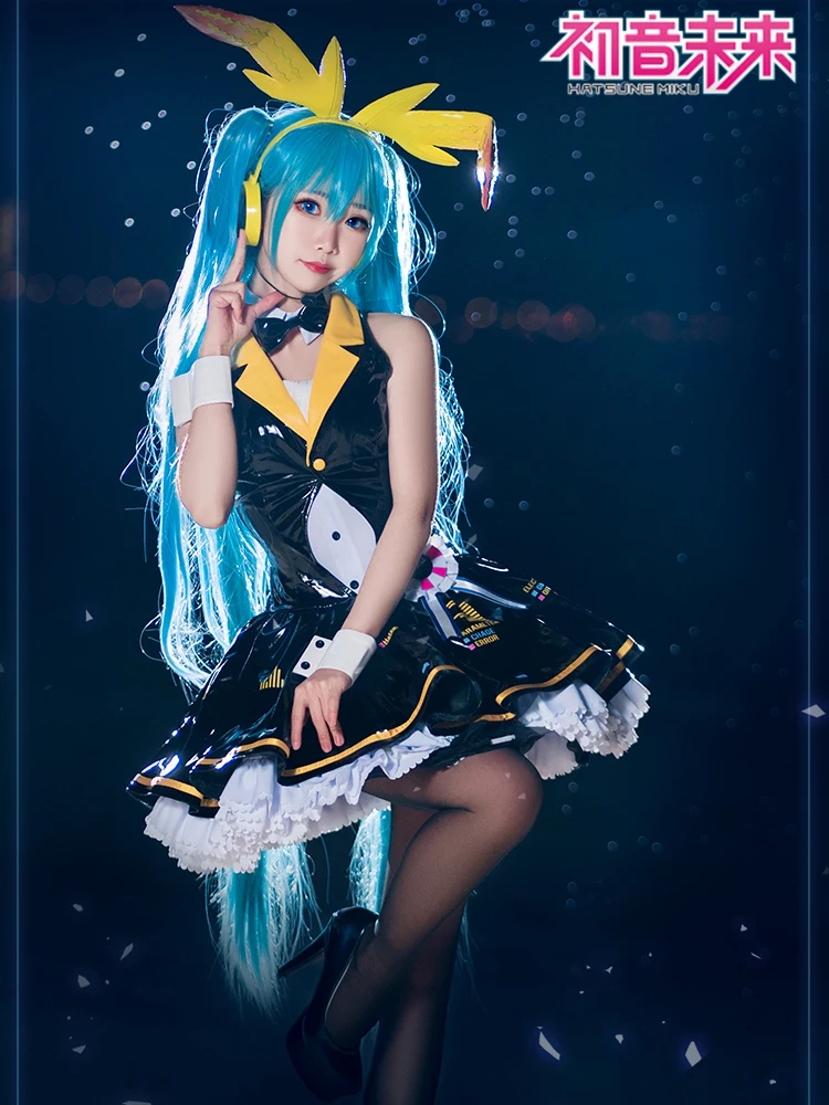 CosplayLove Vocaloid Мику Банни девушка косплей костюм черное платье для женщин Хэллоуин Рождество