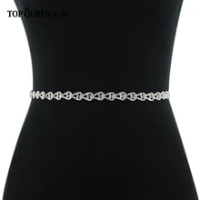 TOPQUEEN S303 ручной работы серебряный пояс для невесты Стразы пояс аппликация для вечерних выпускных платьев пояс для свадебного платья