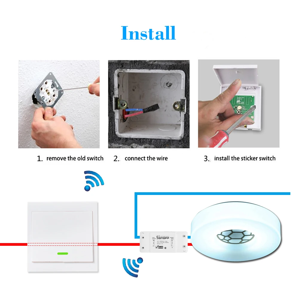 Умный RF Wifi переключатель RF 433 МГц 10A/2200 Вт беспроводной переключатель 86 Тип вкл/выкл переключатель панель 433 МГц RF WiFi Пульт дистанционного управления Передатчик