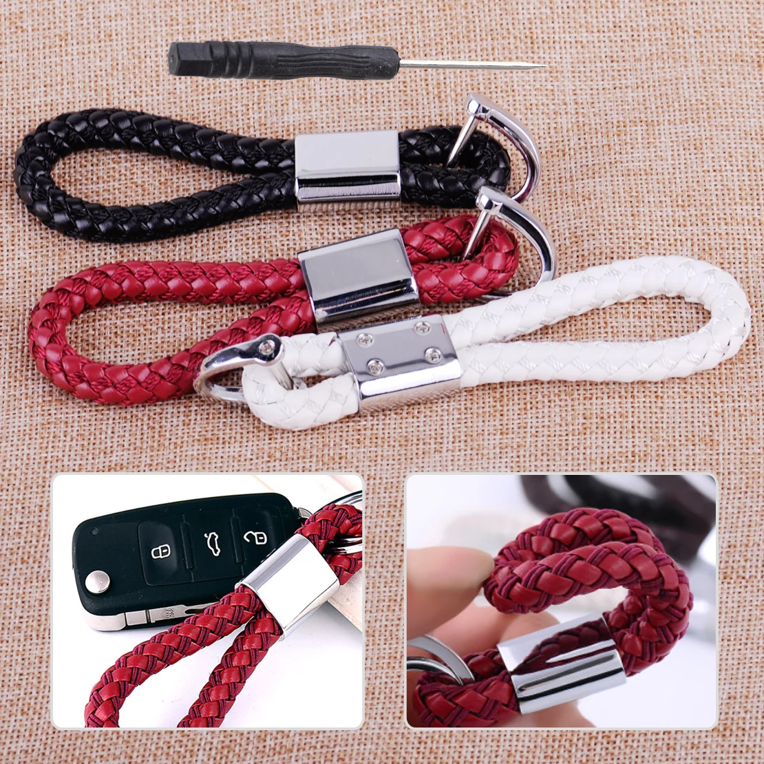 Buy CITALL New Business PU Leather Braided Keychain Strap with Screwdriver Car