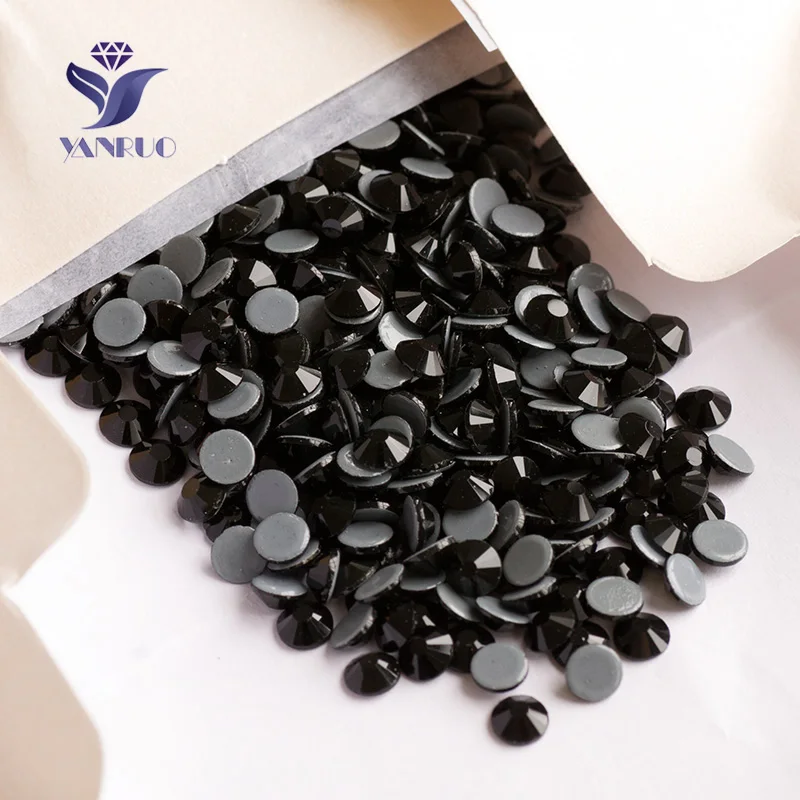 

YANRUO 2058HF SS20 4.6-4.8mm Black Rhinestones Hotfix Stones Glass Crystal Glitter Jet Stones For Wedding Dresses