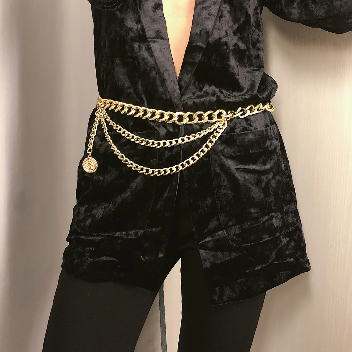 KingDeng waist chain body jewelry Gold Chains belly Multi layer Vintage