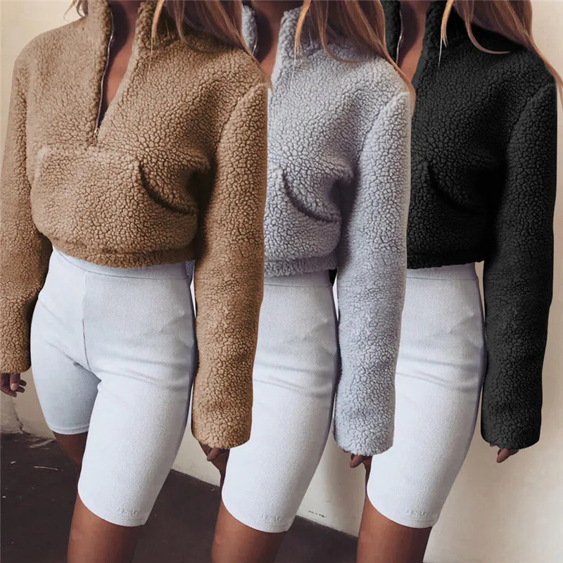 

Casual Hooded Sweatshirts Women Autumn Long Sleeve Top Fleece Fur Loose Pullover Female Jumper Winter Ladies Hoodies Outerwear