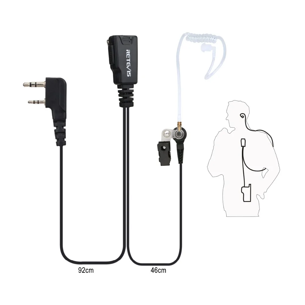 Акустическая Трубная гарнитура Retevis C9010A с 2 контактами наушники для Kenwood HYT BAOFENG