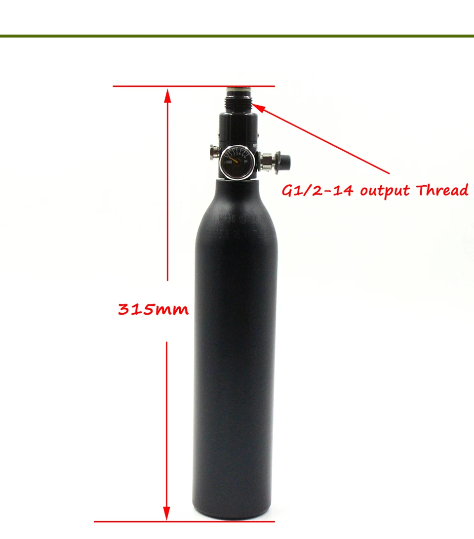 Бак высокого давления QUPB PCP для ПЕЙНТБОЛА 4500PSI 5/8 18 UNF thread с регулятором 0.2L 0.26L 0.35L