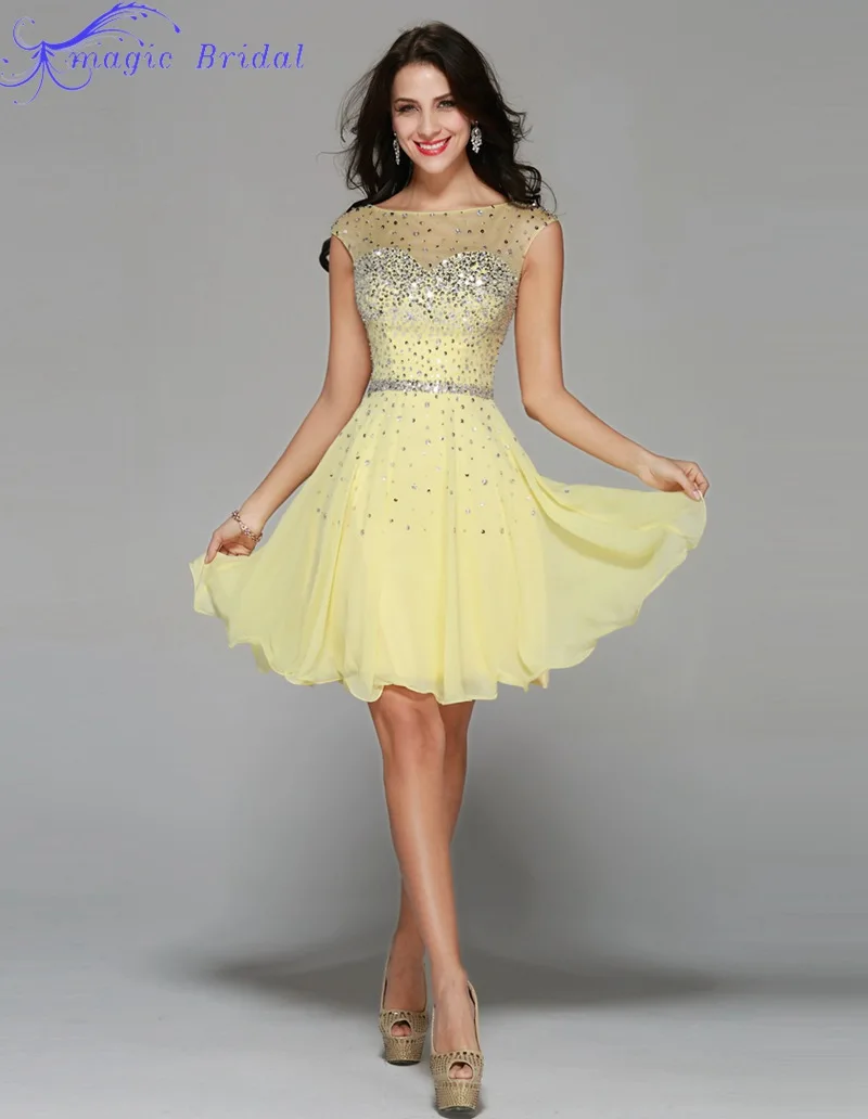 Short Yellow Dresses Cute 8th Grade Graduation Dresses 2016
