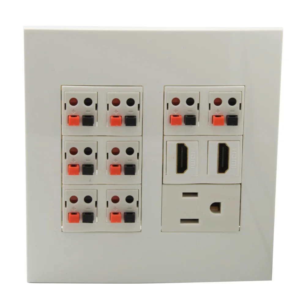 โฮมเธียเตอร์8.0ลำโพงเสียงรอบทิศทางลำโพง Sound Box Wall Plate 2 X HDMI, AC สนับสนุนการปรับแต่ง