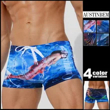 Бренд AUSTINBEM быстросохнущие мужские плавки Zwembroek Heren мужские плавки для плавания с принтом морские организмы одежда для плавания