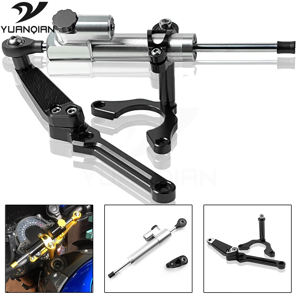 Black Aluminum Motorcyclessteer damper Mounting Bracket Kit & Steering