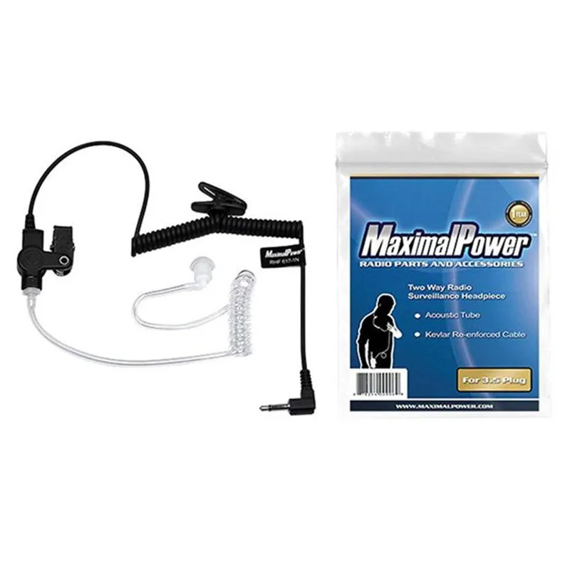 

RHF 617-1N 3.5mm RECEIVER/LISTEN ONLY Surveillance Headset Earpiece with Clear Acoustic Coil Tube Earbud Audio Kit