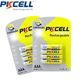 

8Piecs*4Pc/Card PKCELL NI-MH 1.2V 1000mAh AAA Rechargeable Battery 3A Batteries