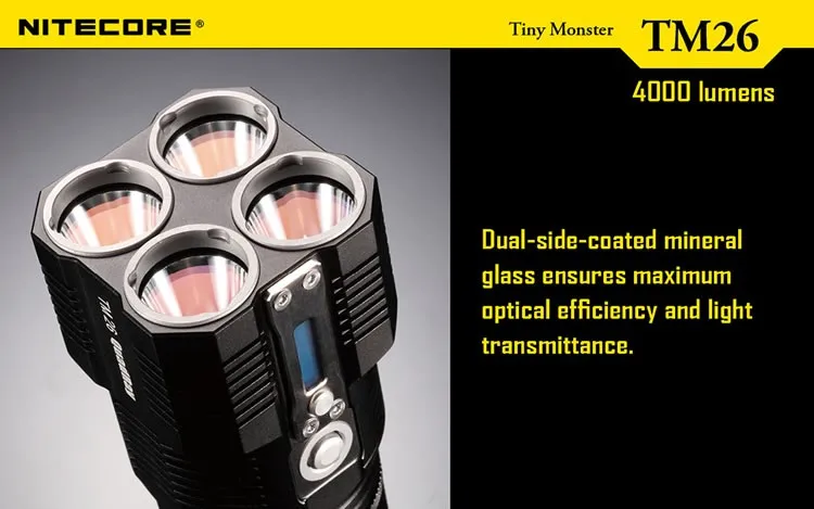 NITECORE TM26 Led 4000 люмен 454 м расстояние Oled дисплей поиск перезаряжаемый фонарик+ 18650 батарея+ NHM10