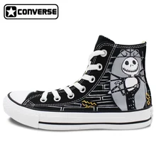 The Nightmare before Christmas Black Sneakers Men Women Converse Chuck Taylor Hand Painted Shoes Man Woman High Top Canvas Shoes