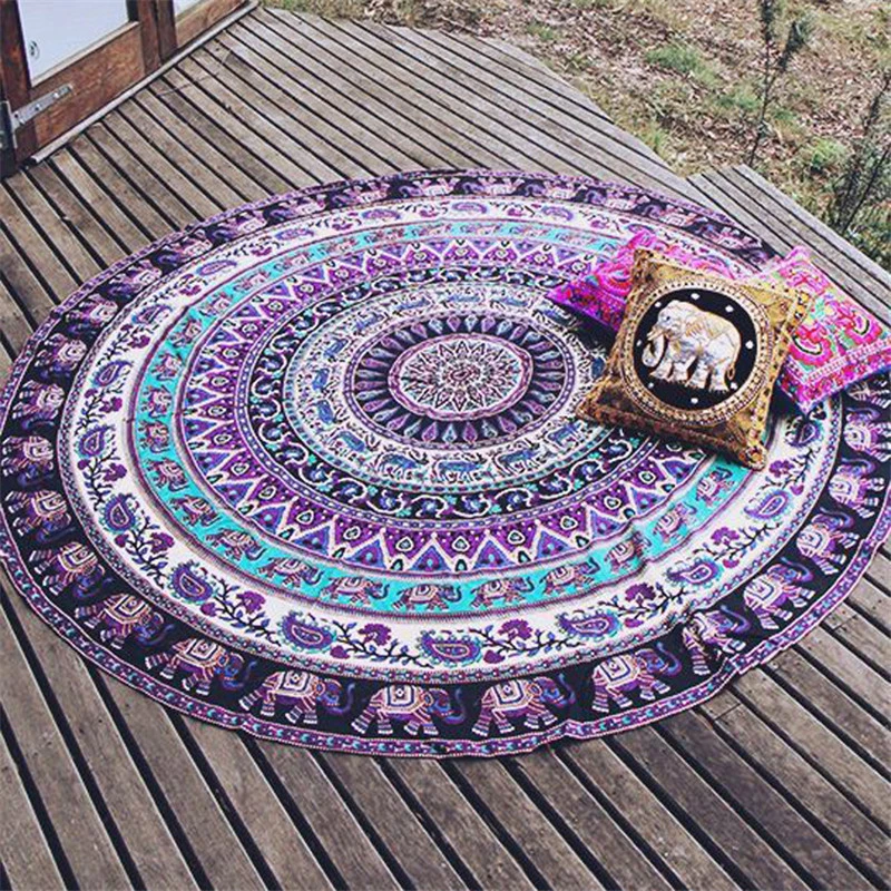 Round Beach Towel Indian Mandala Tapestry Bohemian Throw Towel Yoga Mat Blanket Round Beach Towel Indian Mandala Tapestry Bohemian Throw Towel Yoga Mat Blanket