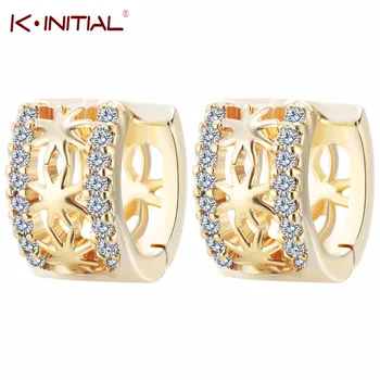 1Pair New Gold Silver Starfish Shaped Crystal Drill Earrings For Women Hoop Earring Brincos Anti-Allergic Jewelry Free Shipping