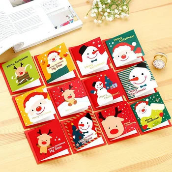 

5PCS Lovely Merry Christmas Santa Claus Paper Postcard Decoupage Post Greeting Card Message Gift Cards High Quality