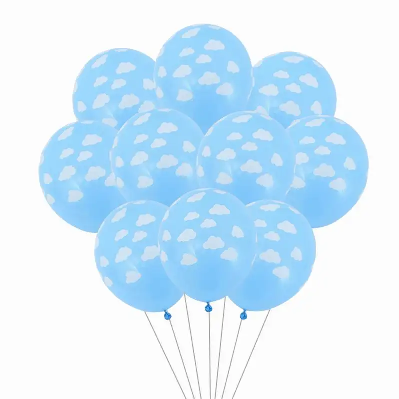 10 шт. 12 дюймов синие воздушные шарики с нарисованными облаками розовые белые латексные шары Свадебные украшения для дня рождения Гавайские вечерние украшения для детского душа - Цвет: 1