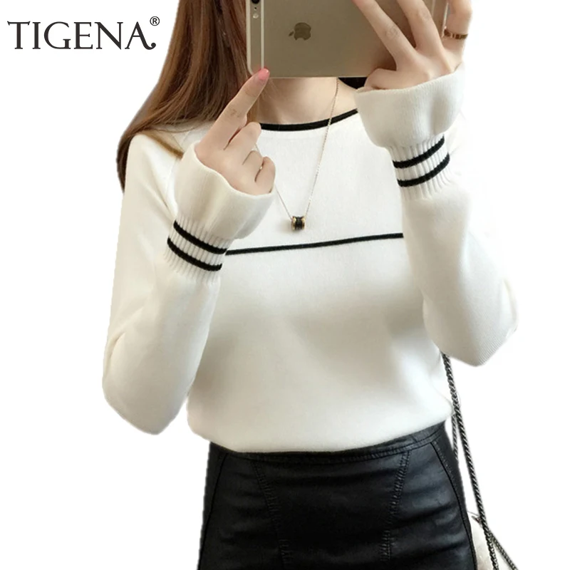 

TIGENA Butterfly Sleeve Knit Sweater Women 2019 Fall Winter Jumper Women Sweaters And Pullovers Female Black White Pull Femme