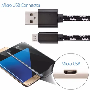 

100pcs 1m 2m 3m Braided Micro USB Fast Charging Cable Cord Sync For Android Cell Phone For Samsung accessories bundles