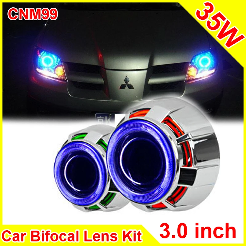 

3.0 Inch 35W Car H1 H4 H7 Bi Xenon Projector Lens External lights Led Car Headlight Lens Double CCFL Angel Eyes CNM99
