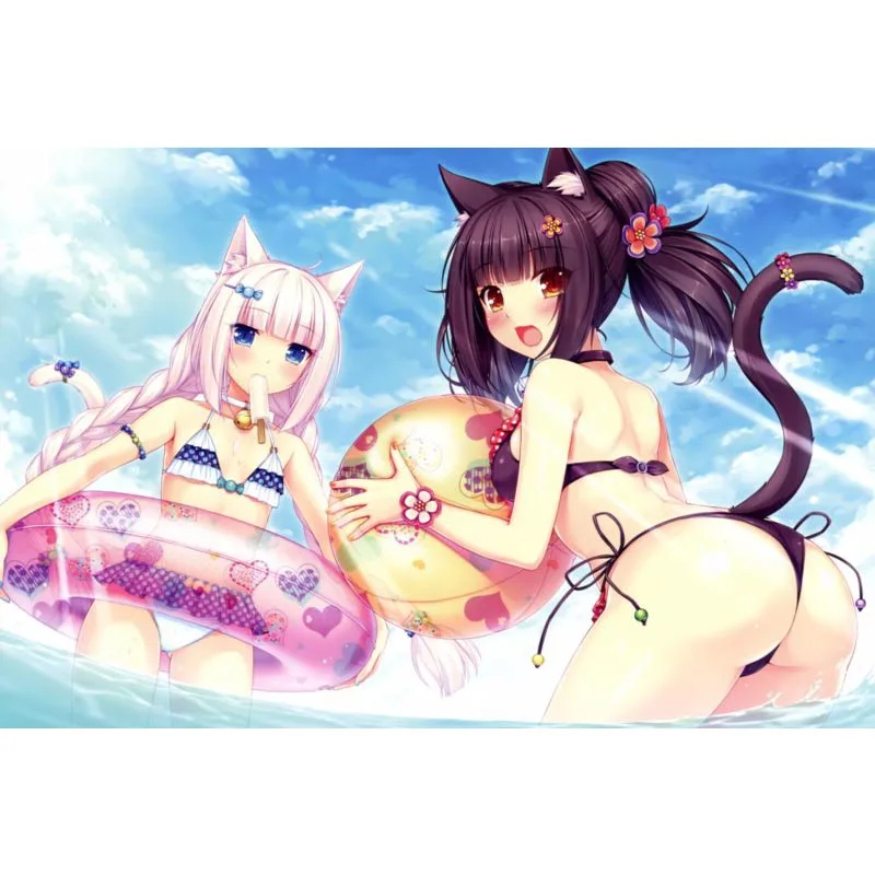 

New hot Custom Nekopara Poster Print Silk Fabric Print Poster Print Cloth Fabric Wall Poster Custom Satin Poster