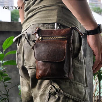 

SZLHRSD Retro oil wax Genuine leather Universal Outdoor Waist Phone Bag Pouch Case for Blackview BV4000 / BV4000 pro Oukitel C8