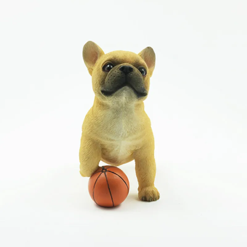 New French Bulldog Model Kicking Small Fighting Simulation Animal Dog Boat-mounted Figurines Miniatures Decoration Crafts | Дом и сад