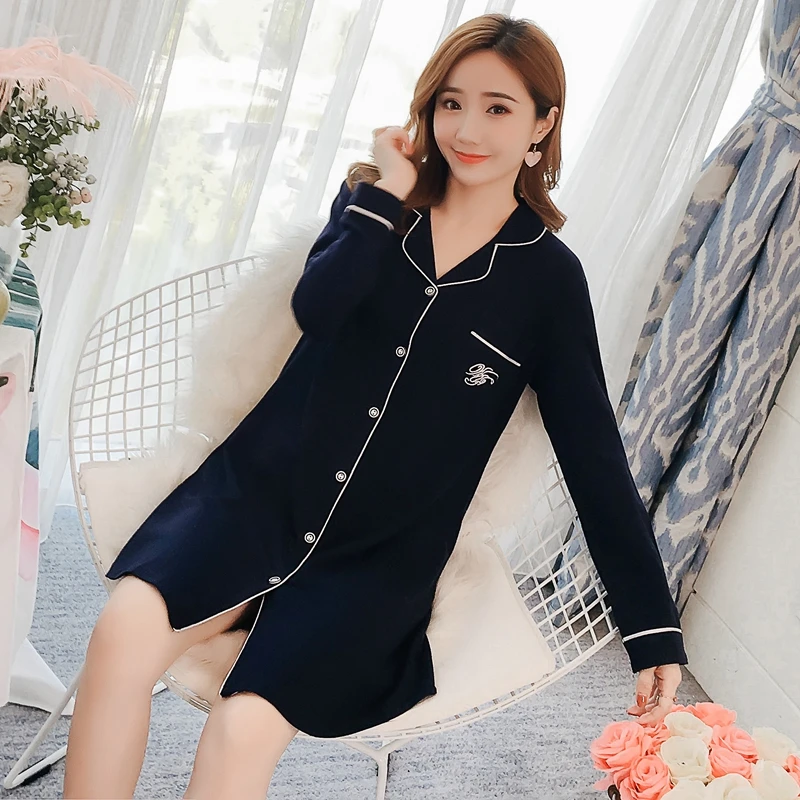 

Plus Size Nightgown for Women 2018 Autumn Spring Sexy 100% Cotton Mini Dress Long Sleeve Night Shirt Sleepwear Lounge Nightdress