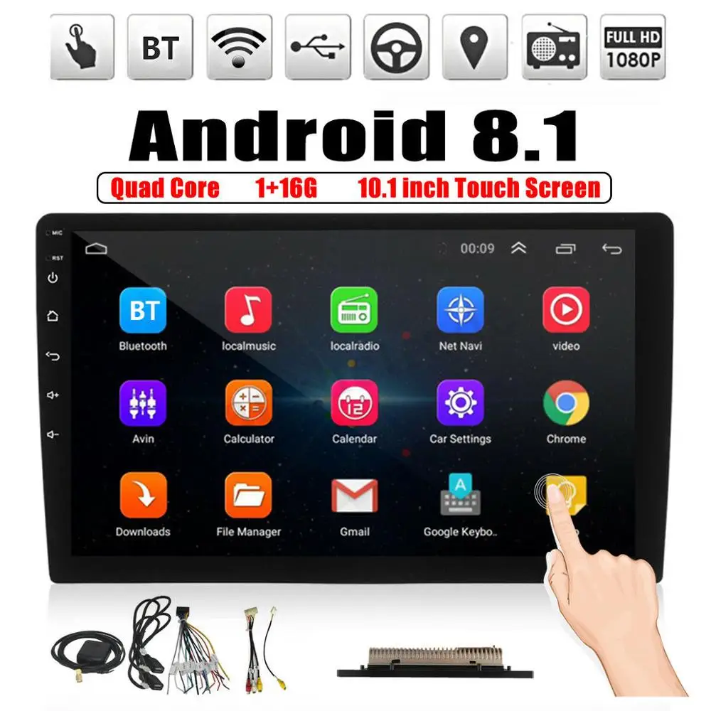 Beste 10.1 Inch Android 8.1 Quad Core 1 + 16G Auto Multimedia Speler Auto Stereo 2DIN bluetooth WIFI GPS Nav radio Video MP5 Speler