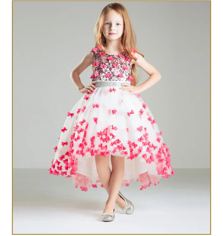 SHINA Embroidered Evening Wedding Tutu Princess Dress Girls Kids Sleeveless One-