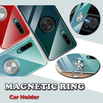 

50pcs Magnetic Bracket Car Holder Case TPU Shockproof Finger Stand Cover For Huawei P30 P20 Pro Lite Mate 20 X Nova 4 Honor V20