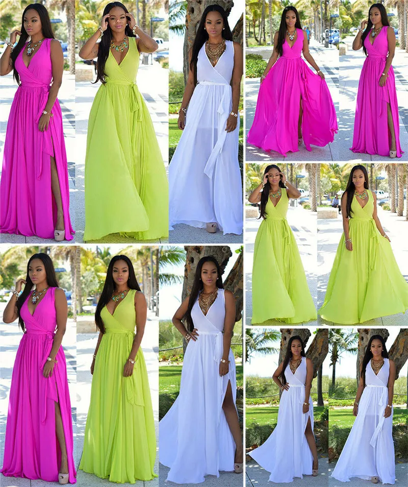 

Women Long Maxi Dresses Party Evening Summer Holiday Beach Sundress