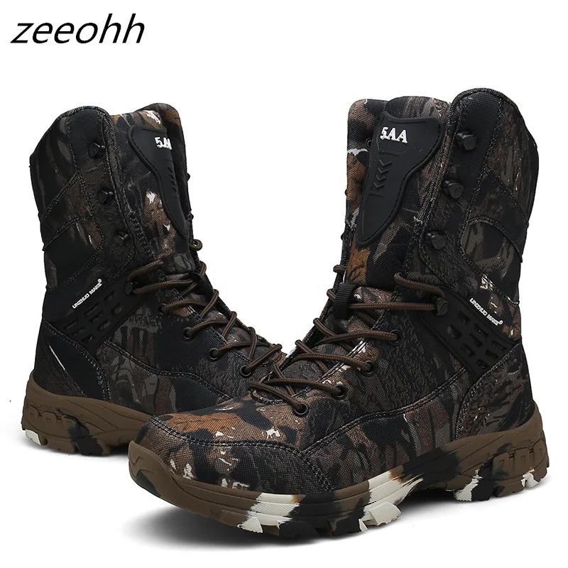 Beste Nieuwe Camo Militaire Laarzen Mannen Speciale Kracht Tactische Botas Outdoor Desert Antislip Combat Schoenen Man Wandelen Jacht Boot