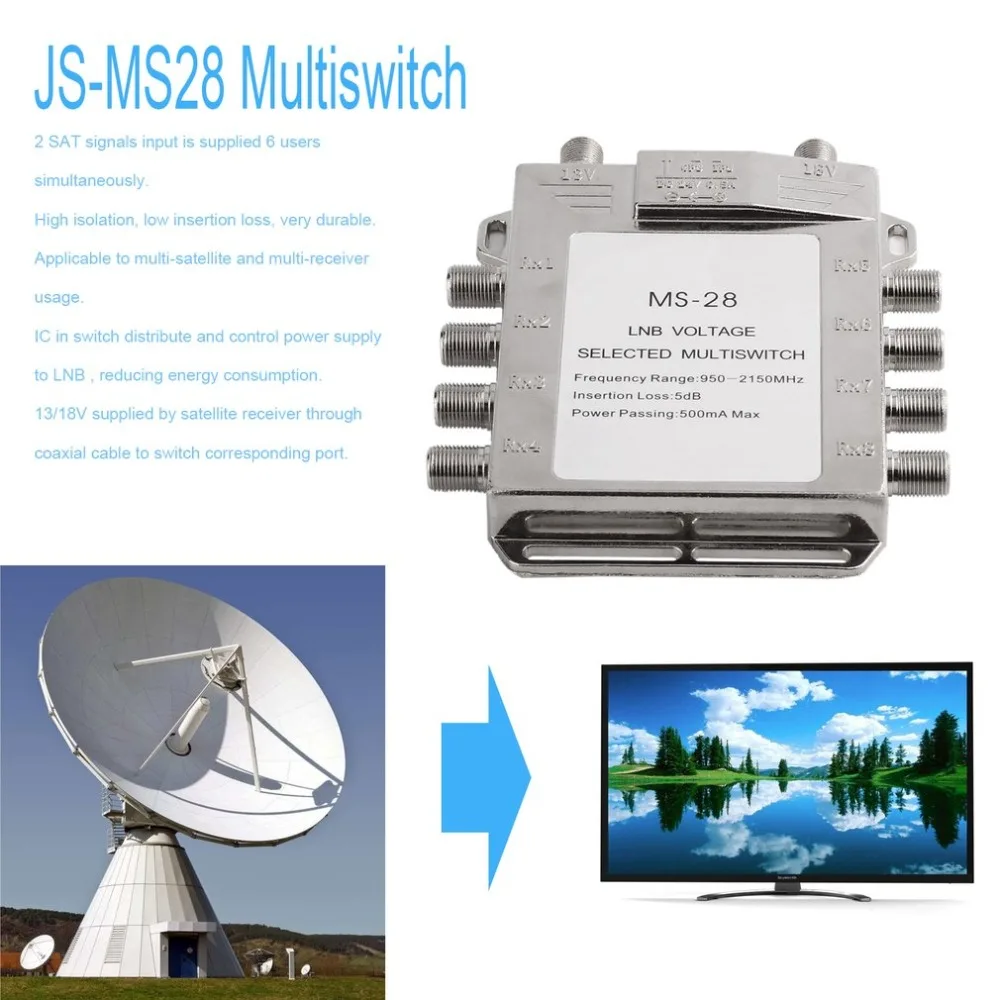 Портативный 2in 8out спутниковый сигнал Multiswitch 2150 мГц 950 LNB напряжение выбран переключатель Низкая потеря приемник LNB Multiswitch
