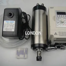 ER16 диаметр 80 мм 220 В водяное охлаждение 1.5KW шпиндель с 4 шт. подшипник для чпумашина+ 1.5KW частотно-регулируемым приводом+ водяной насос+ водопровод+ Биты