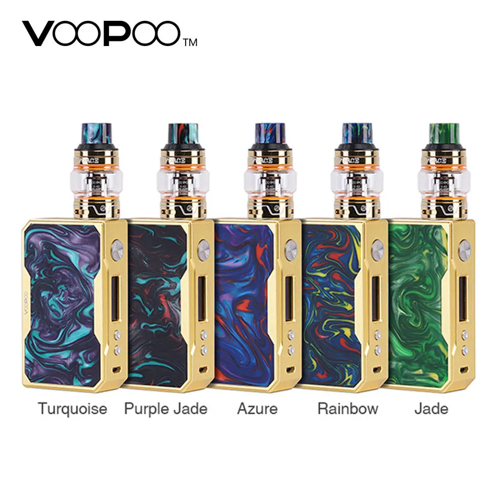 

157W VOOPOO DRAG TC Vape Kit with Box MOD No Dual 18650 Batteries & 5ml UFORCE Tank Atomizer Electric Cigarette Kit Gold Edition