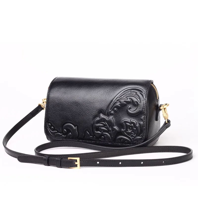 

Luxury Cowhide Genuine Cow Leather Embossed Paisley Floral Crossbody Messenger Shoulder Bags for Women 2019 Bolsa Feminina Purse